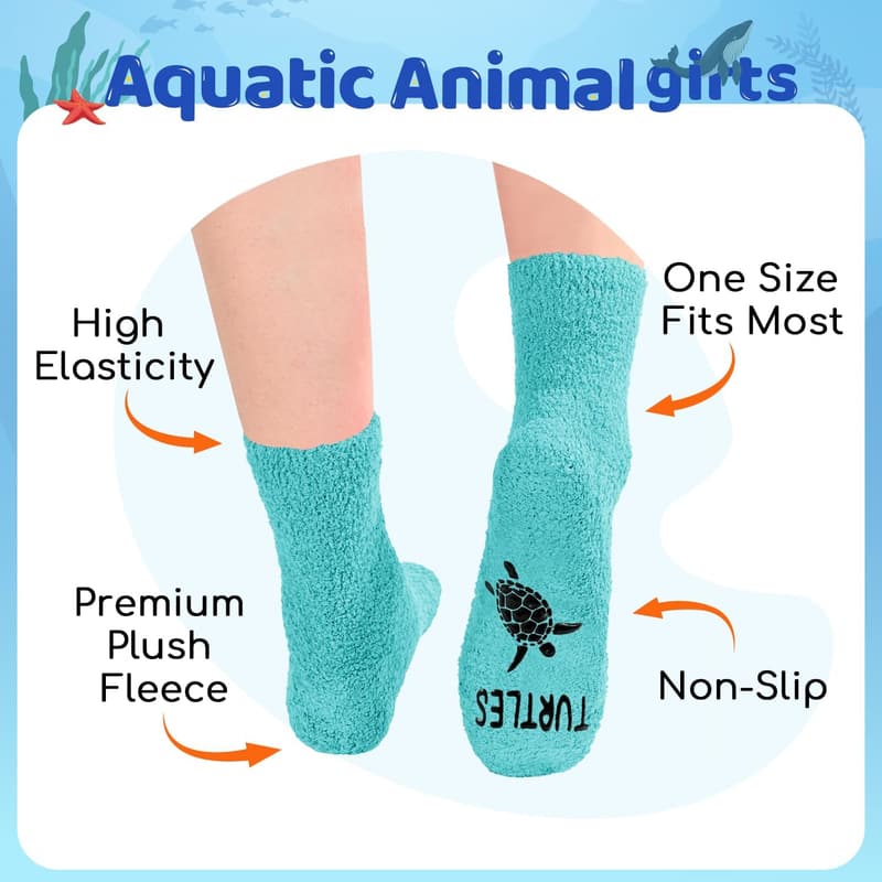 Fuzzy Animal Socks for Women - Turtle and Pig Designs