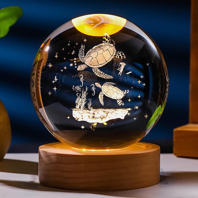 Sea Turtle Figurine with Crystal Ball - Perfect Birthday Gift for Women