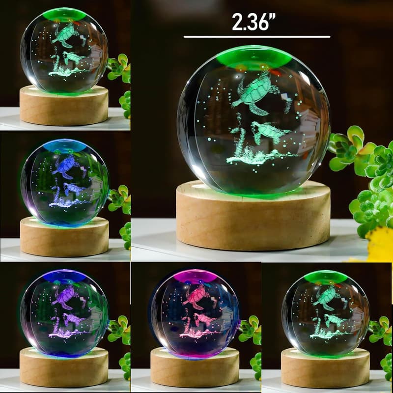 Sea Turtle Figurine with Crystal Ball - Perfect Birthday Gift for Women