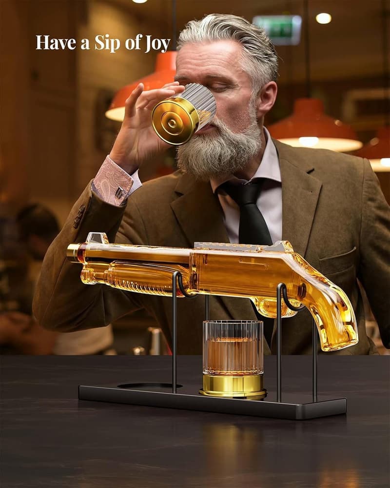 Whiskey Decanter Set with 2 Glasses - Perfect Father's Day Gift