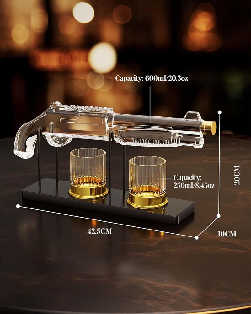 Whiskey Decanter Set with 2 Glasses - Perfect Father's Day Gift