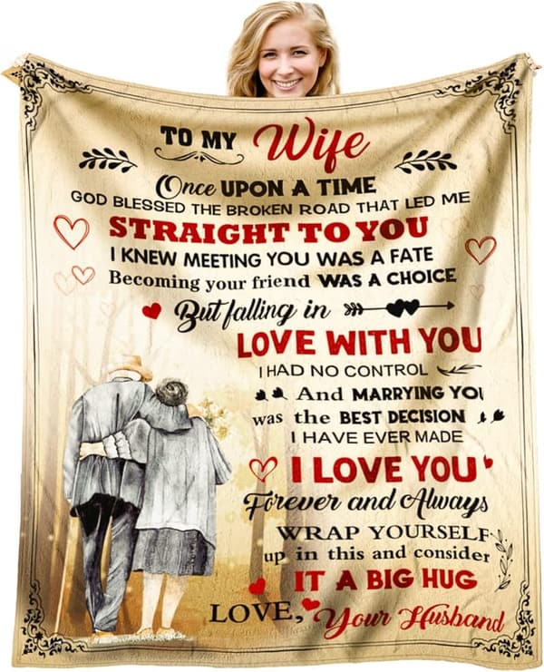 Anniversary Throw Blanket for Wife - 60x50 inch Romantic Gift