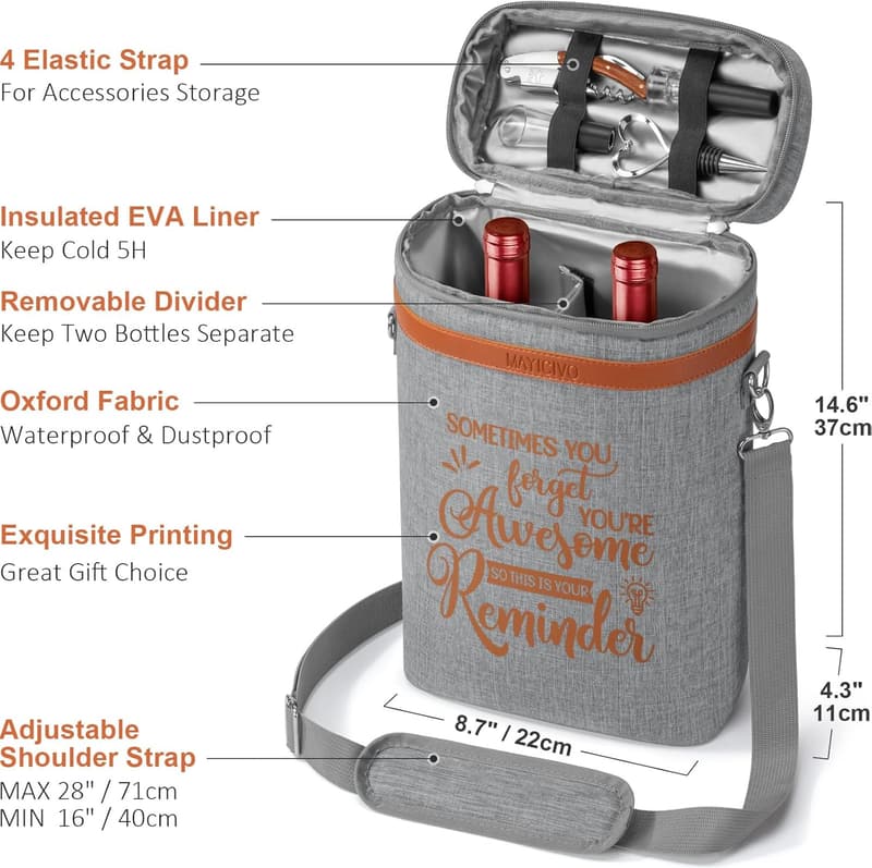 Wine Gifts Basket Set with Cooler Bag & Tumblers for Women