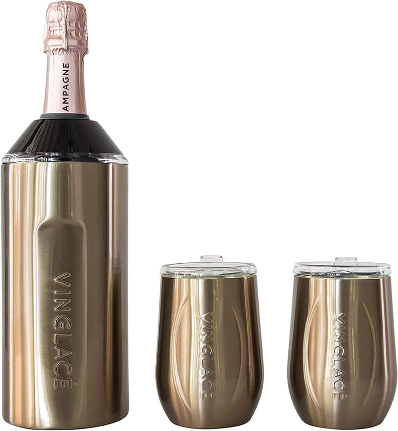 Portable Stainless Steel Wine Chiller Set with Glasses