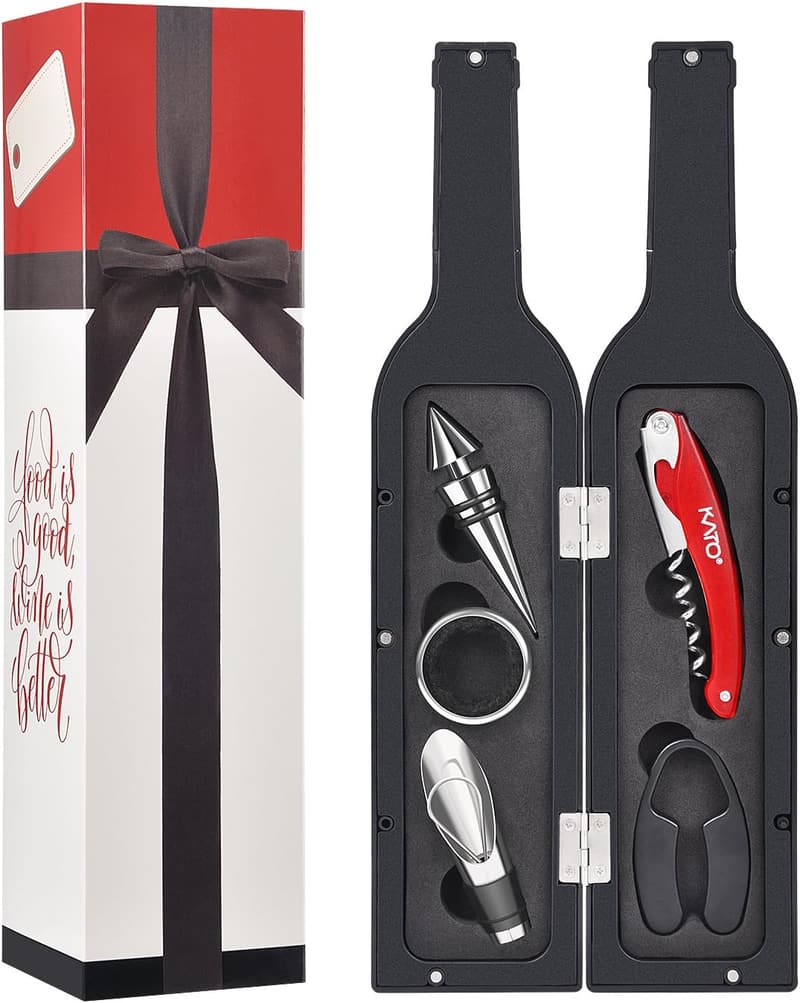 Valentine's Gift Set: 5-Pc Silver Wine Bottle Opener Accessories