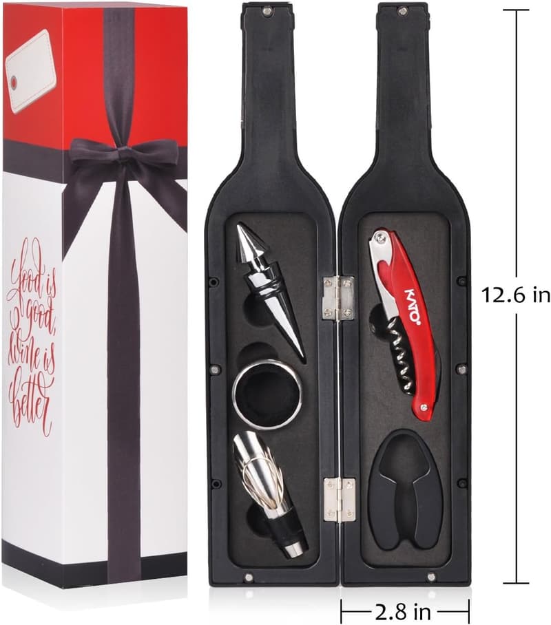 Valentine's Gift Set: 5-Pc Silver Wine Bottle Opener Accessories