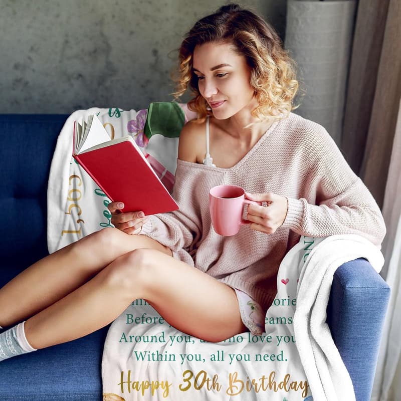 30th Birthday Fleece Blanket for Women, 60