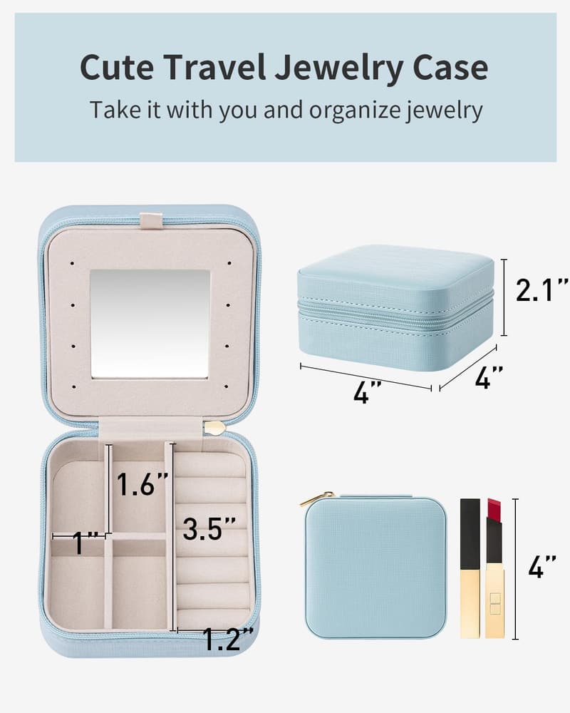 Teacher Appreciation Jewelry Box Organizer with Mirror - Blue