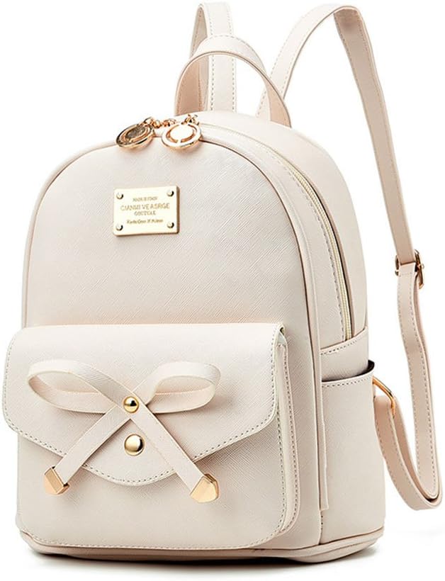 Cute Bowknot Leather Mini Backpack for Girls and Women