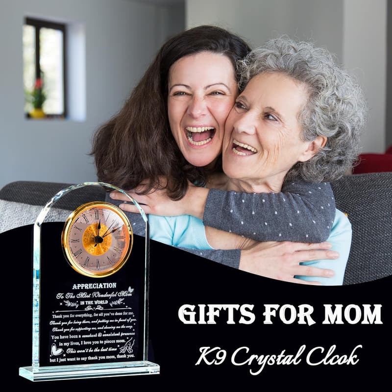 Engraved Crystal Clock for Mother's Day – Keepsake Gift for Mom