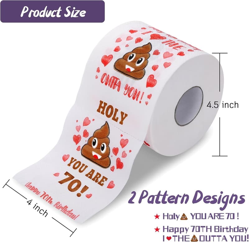 70th Birthday Prank Toilet Paper - Funny Gag Gift