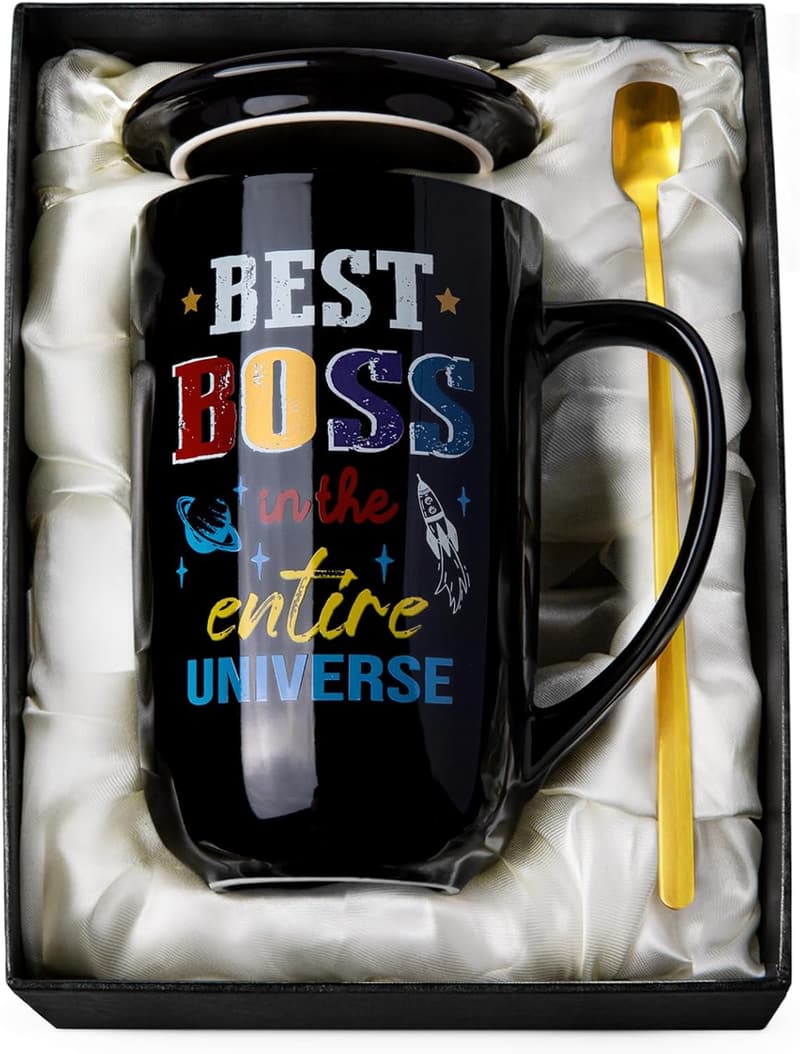 Unique Black Porcelain Coffee Mug for Boss Birthday Gifts