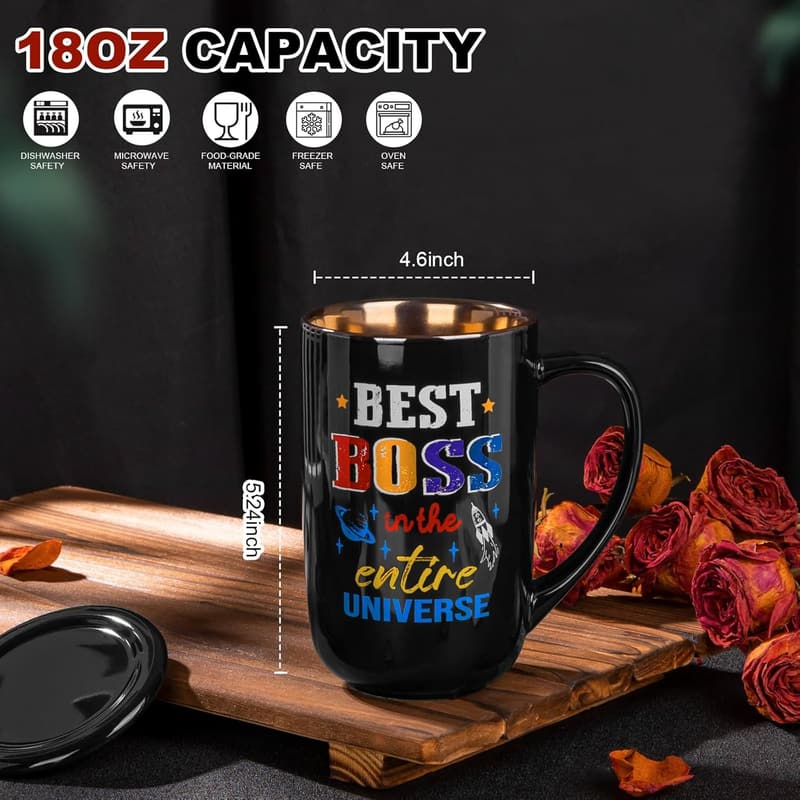 Unique Black Porcelain Coffee Mug for Boss Birthday Gifts