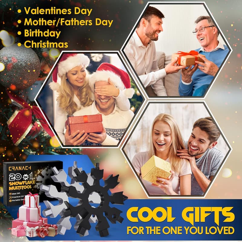 20-in-1 Snowflake Multitool for Men - Portable Christmas Gift