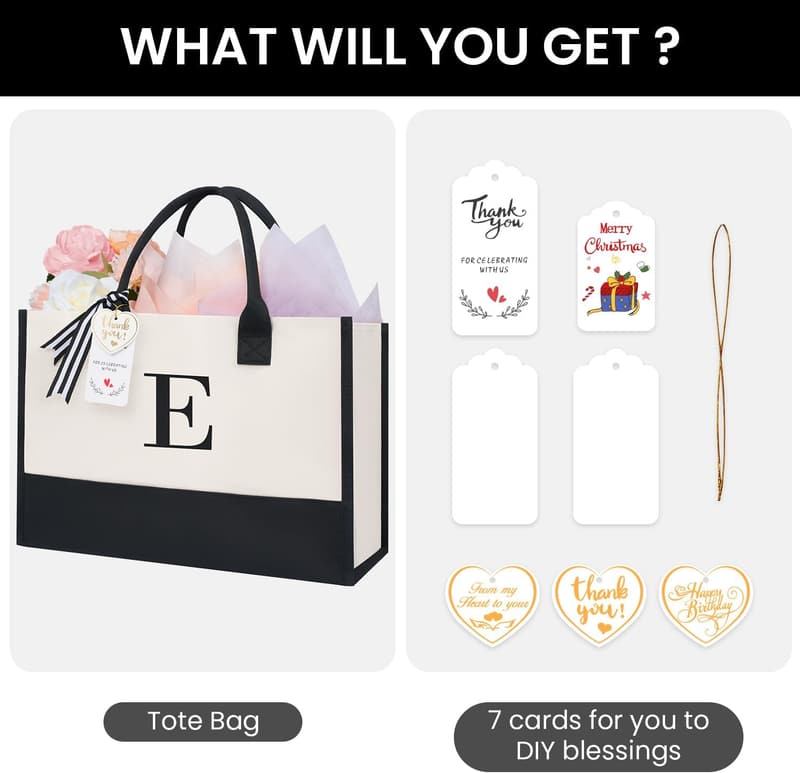 Personalized Initial Tote Bag for Women - Perfect Birthday Gift