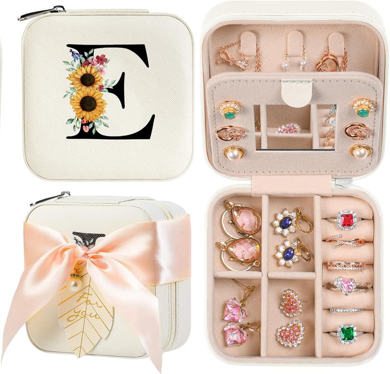 Initial A-Z Travel Jewelry Box for Women - Perfect Teacher Gift