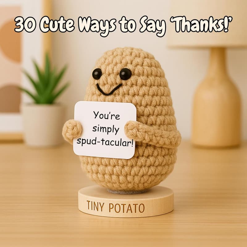 Handmade Potato Crochet Doll with 30 Thank You Signs - Employee Appreciation Gift