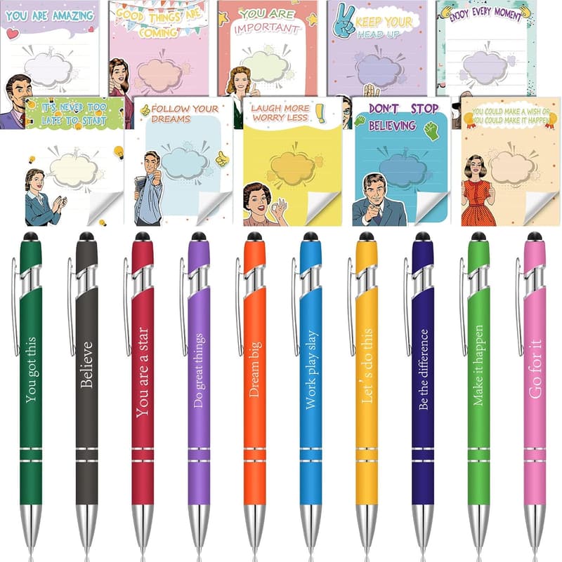 Nurse Appreciation Gift Set: 20 Motivational Pens & Notepads