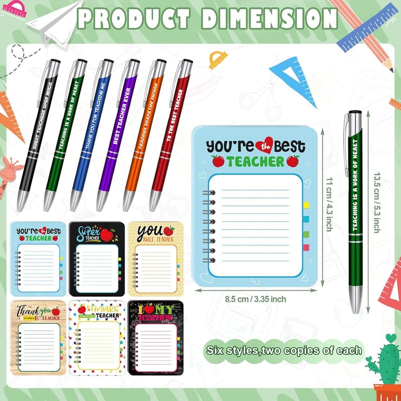 Sarcastic Notepad and Pen Set for Teacher Appreciation - 24 Pcs