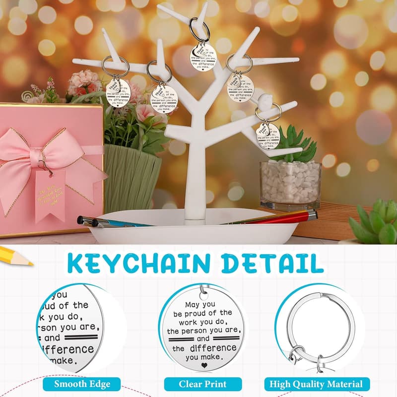 Employee Appreciation Gift Set: Keychains & Inspirational Pens