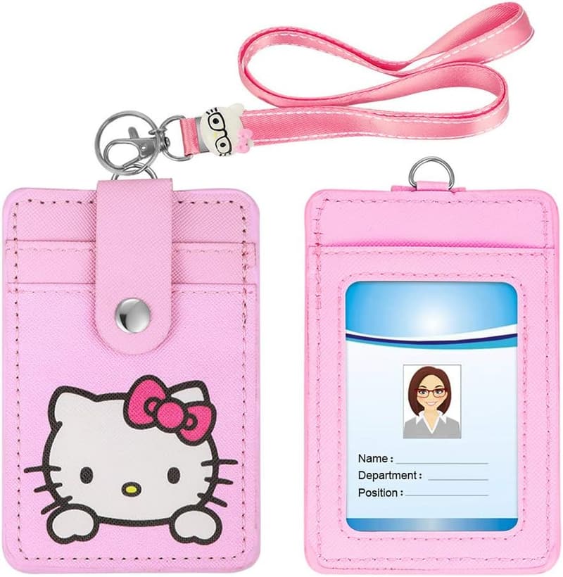 Cute ID Badge Holder Lanyard with Cartoon Keychain for Students