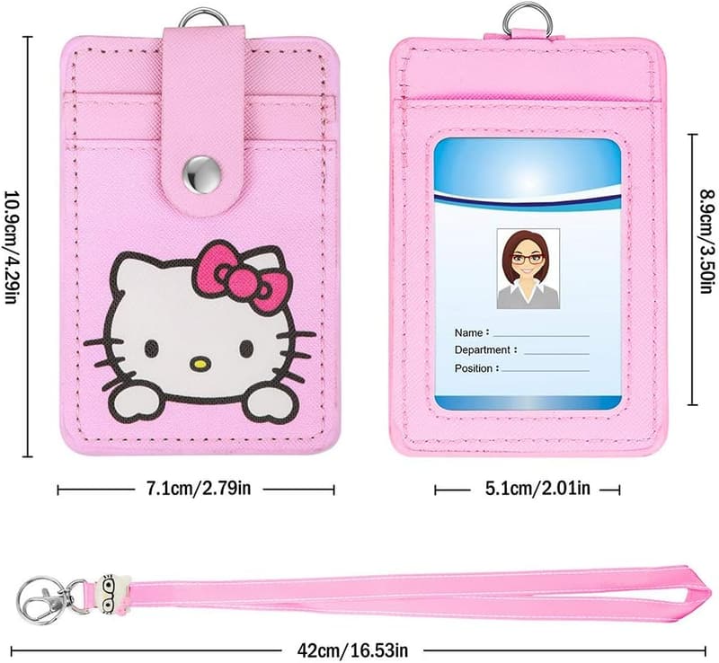 Cute ID Badge Holder Lanyard with Cartoon Keychain for Students