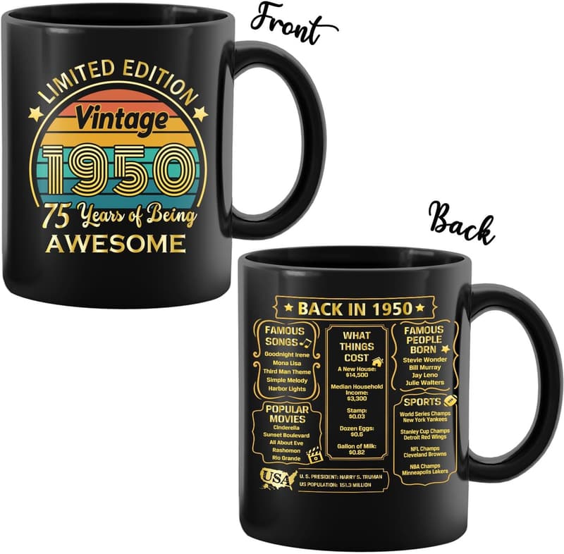 75th Birthday Coffee Mug for Men and Women