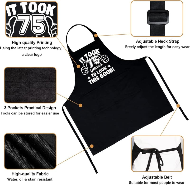 Chef Apron for Men with 3 Pockets - Birthday Gift Option