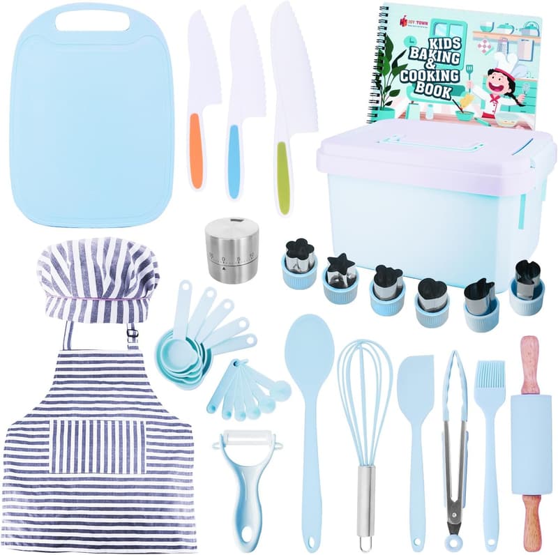Kids Cooking and Baking Set with Chef Apron & Cookbook