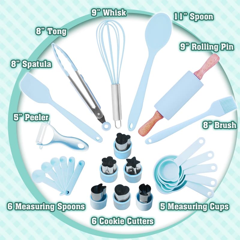 Kids Cooking and Baking Set with Chef Apron & Cookbook