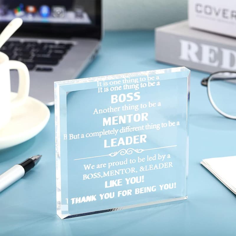 Boss Day Crystal Acrylic Appreciation Plaque for Women and Men