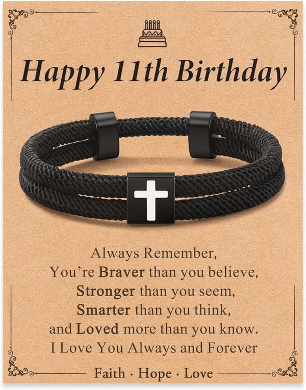 Faith Cross Bracelet for Boys - Adjustable Birthday Gift