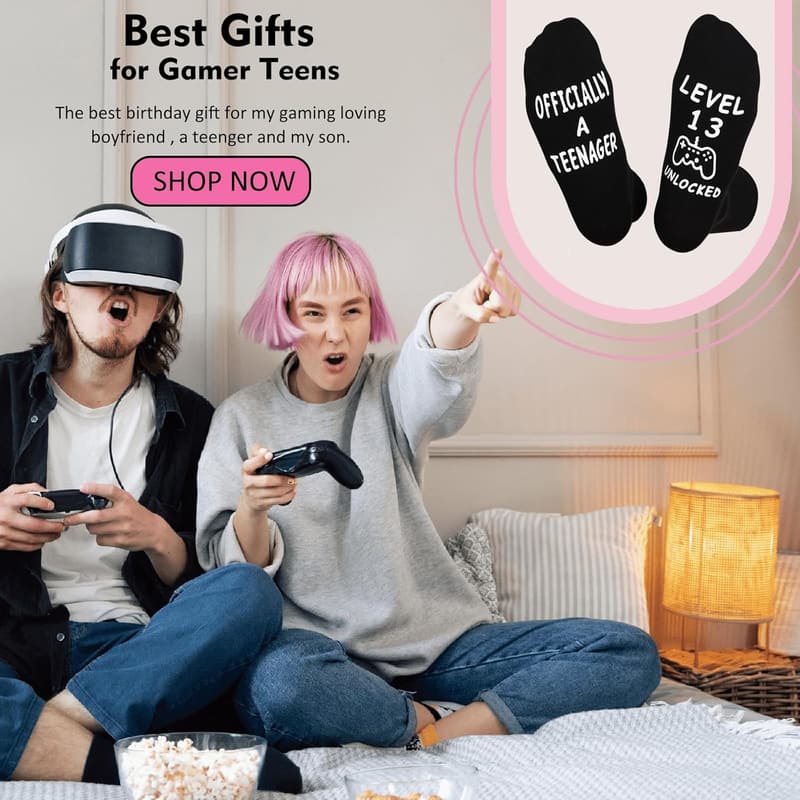 13th Birthday Gamer Socks for Boys and Girls