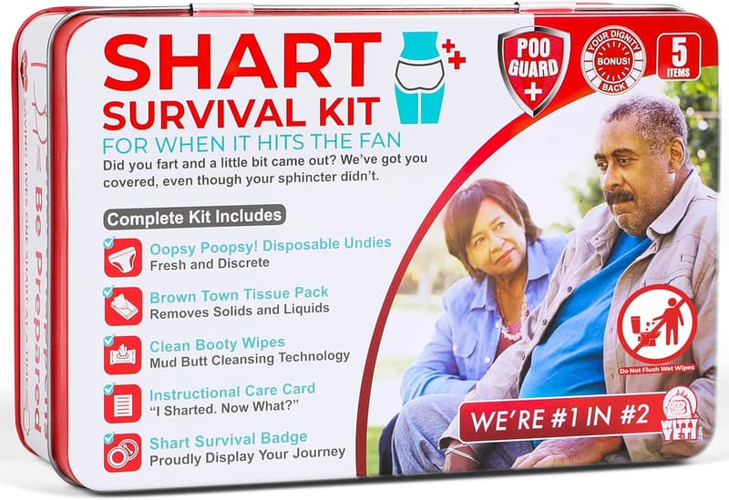 Shart Survival Kit: Humorous Gag Gift with Wipes & Badge