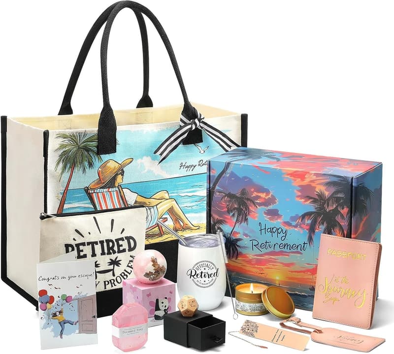 2025 Retirement Gift Set for Women: Tumbler, Tote, & Dice
