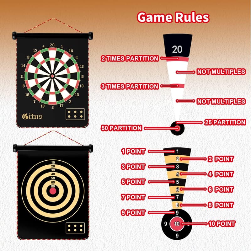 Magnetic Dart Board Set for Kids with 12 Darts - Indoor/Outdoor Game