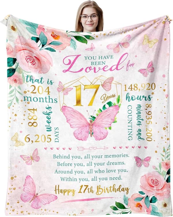 17th Birthday Throw Blanket for Girls - 60