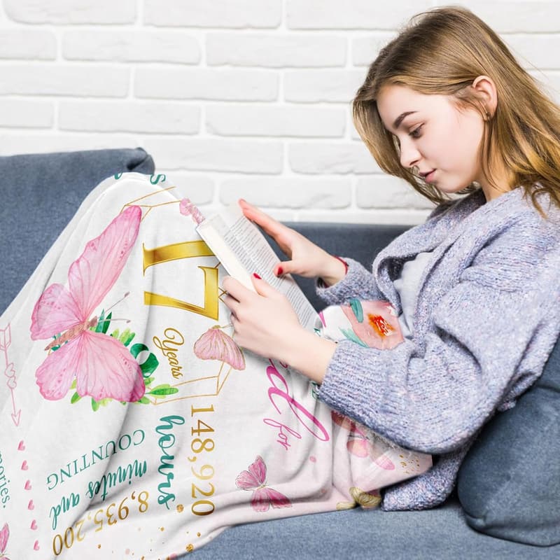 17th Birthday Throw Blanket for Girls - 60