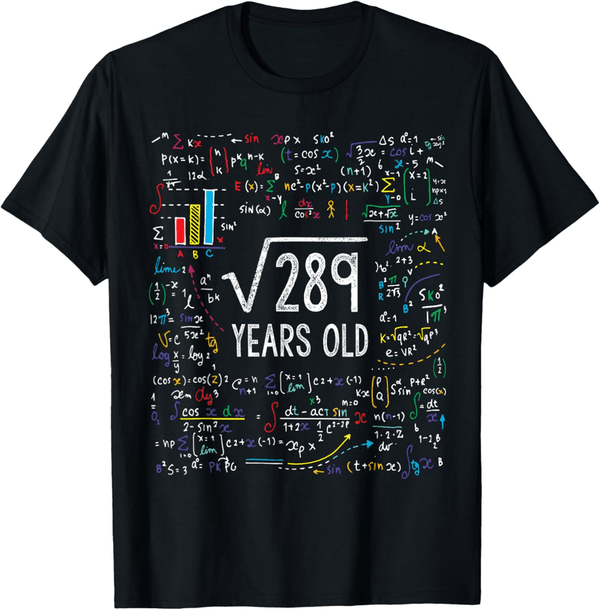17th Birthday Math T-Shirt - Square Root of 289