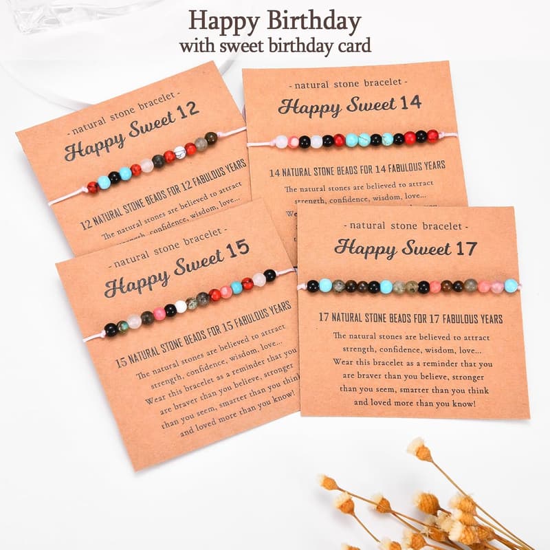 Colorful Natural Stone Birthday Bracelet for Women and Teens