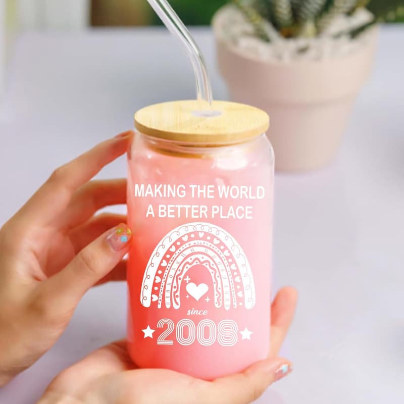 17th Birthday Glass Cups for Girls – Cute 16 Oz Party Gifts