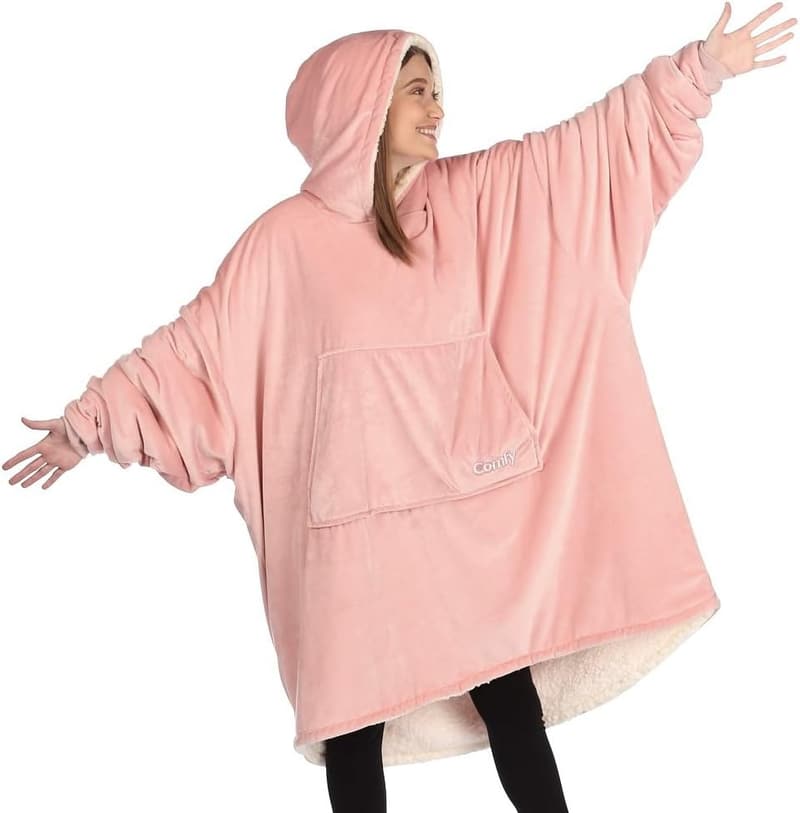 Oversized Hooded Sherpa Lined Wearable Blanket