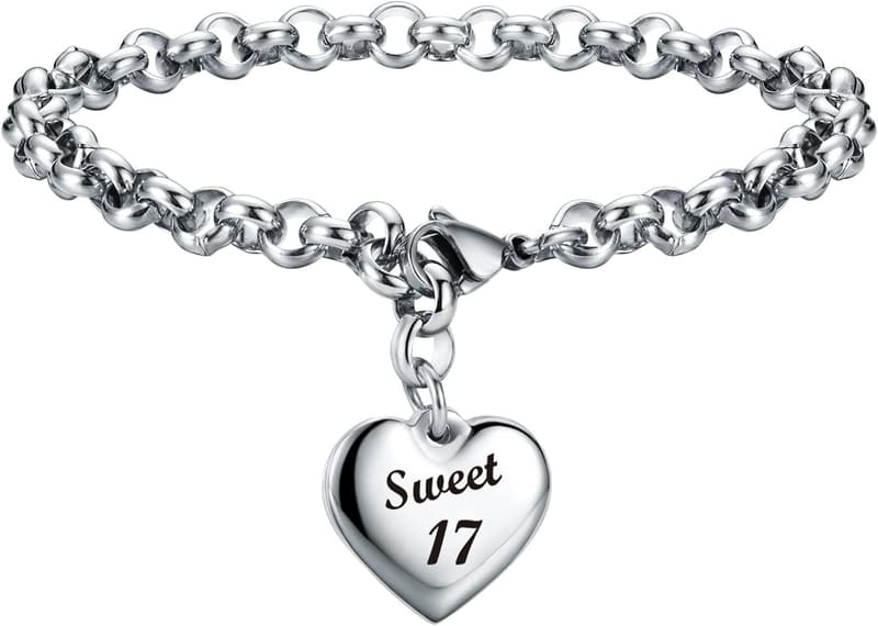 Birthday Bracelet with Heart Charm for Women and Teens