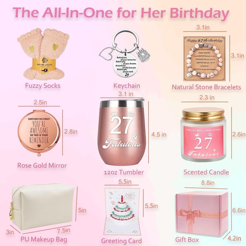 27th Birthday Gift Basket for Women & Best Friends