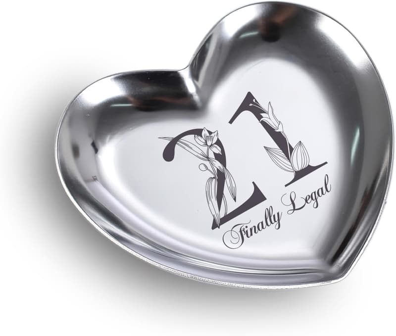 21st Birthday Personalized Stainless Steel Jewelry Tray for Her