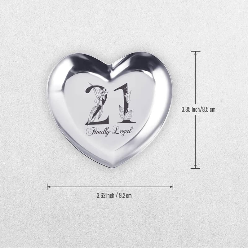 21st Birthday Personalized Stainless Steel Jewelry Tray for Her