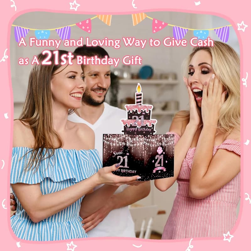 21st Birthday Cash Gift Box with 100 Transparent Bags