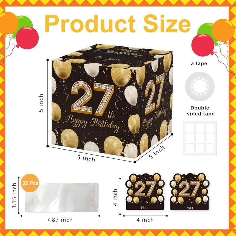 27th Birthday Surprise Gift Box for Men & Women with 35 バッグ