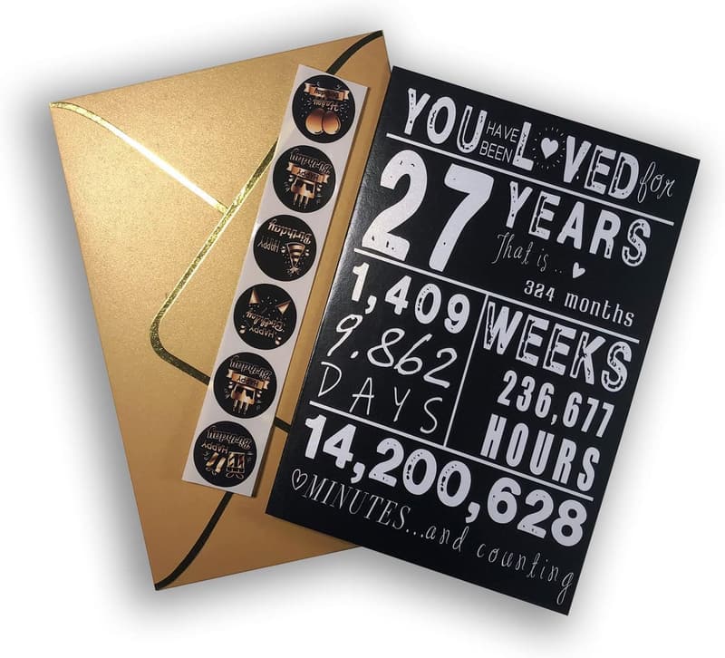 27th Birthday Card for Adults - Perfect Gift for Him or Her