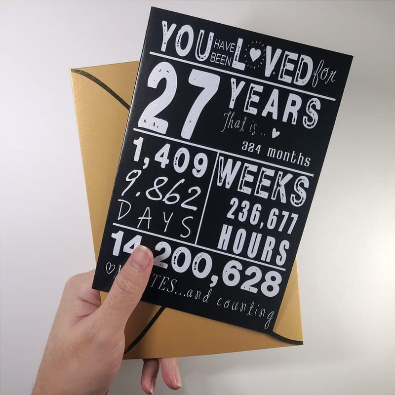27th Birthday Card for Adults - Perfect Gift for Him or Her